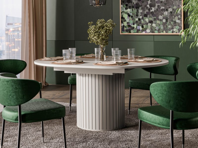 Veyricor Förlängningsbart Matbord 120-160 cm Rund - Beige - Möbler - Matplats - Matbord & köksbord