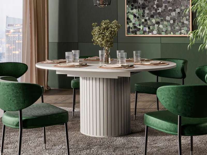 Veyricor Förlängningsbart Matbord 120-160 cm Rund - Beige - Möbler - Matplats - Matbord & köksbord