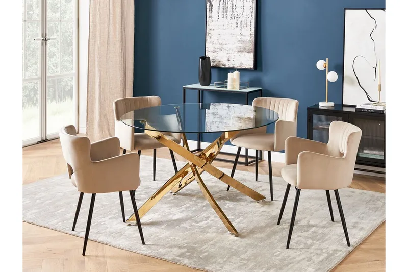 Vincenzo Matbord 120 cm Rund - Transparent/Guld - Möbler - Matplats - Matbord & köksbord