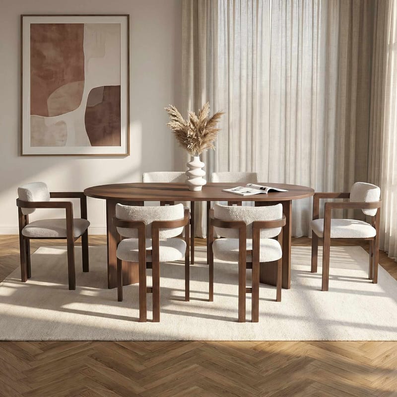 Vintar Matbord- och stolset 180x75x90 cm 7 delar - Milano Walnut, Dark Walnut, vit - Möbler - Matplats - Matgrupp & matbord med stolar