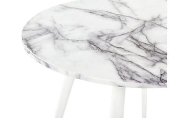 Wellon Litet Runt Matbord 80 cm med Marmor- och Metallutseende - Vit|Guld - Möbler - Matplats - Matbord & köksbord