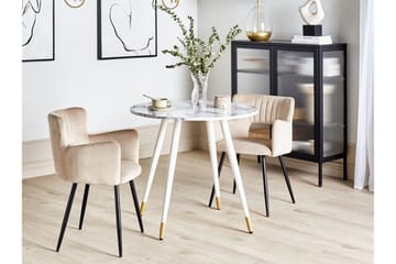 Wellon Litet Runt Matbord 80 cm med Marmor- och Metallutseende - Vit|Guld - Möbler - Matplats - Matbord & köksbord