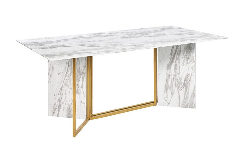 Wikwa Matbord 100x200 cm, Vit/Svart/Guld