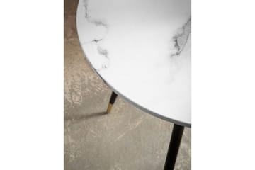 Wohnling Litet Runt Matbord 75 cm med Marmorutseende och Gyllene Ben - Vit - Möbler - Matplats - Matbord & köksbord