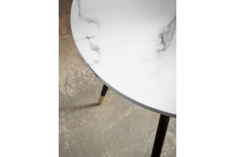 Wohnling Litet Runt Matbord 75 cm med Marmorutseende och Gyllene Ben - Vit - Möbler - Matplats - Matbord & köksbord