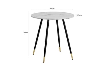 Wohnling Litet Runt Matbord 75 cm med Marmorutseende och Gyllene Ben - Vit - Möbler - Matplats - Matbord & köksbord