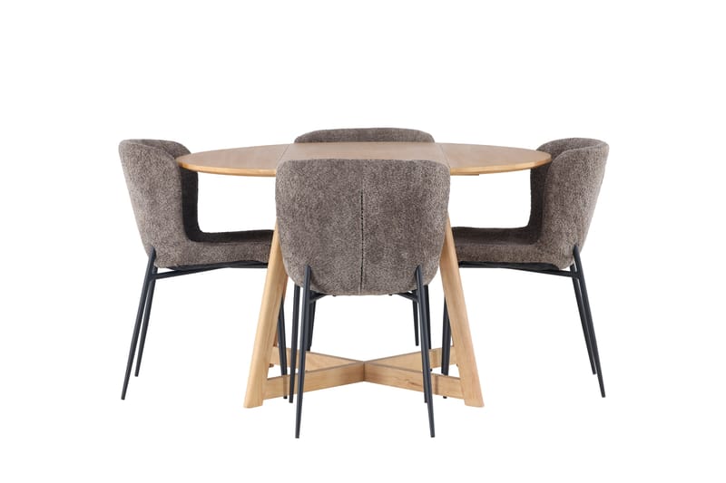 Yakidon Matgrupp 120 cm Rund med 4 Modesto stolar - Brun - Möbler - Matplats - Matgrupp & matbord med stolar