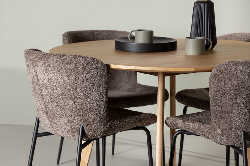 Yakidon Matgrupp 120 cm Rund med 4 Modesto stolar - Brun - Möbler - Matplats - Matgrupp & matbord med stolar