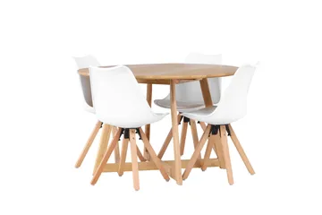 Yakidon Matgrupp  120 cm Rund med 4 Zeno stolar - Brun - Möbler - Matplats - Matgrupp & matbord med stolar