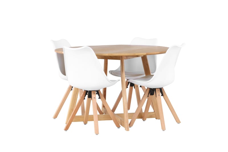 Yakidon Matgrupp  120 cm Rund med 4 Zeno stolar - Brun - Möbler - Matplats - Matgrupp & matbord med stolar