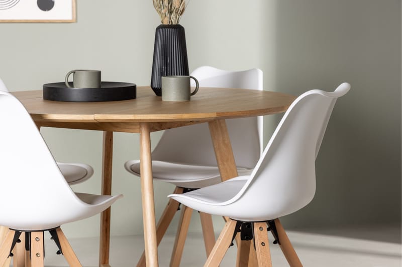 Yakidon Matgrupp  120 cm Rund med 4 Zeno stolar - Brun - Möbler - Matplats - Matgrupp & matbord med stolar