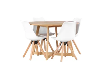 Yakidon Matgrupp  120 cm Rund med 4 Zeno stolar - Brun - Möbler - Matplats - Matgrupp & matbord med stolar