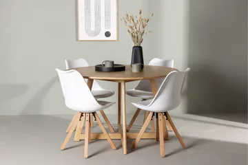 Yakidon Matgrupp  120 cm Rund med 4 Zeno stolar - Brun - Möbler - Matplats - Matgrupp & matbord med stolar