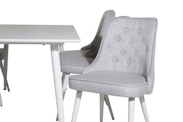 Ypas Matgrupp 180 cm inkl 6 Valera Stolar - Vit/Grå - Möbler - Matplats - Matgrupp & matbord med stolar