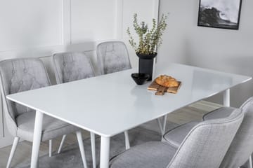 Ypas Matgrupp 180 cm inkl 6 Valera Stolar - Vit/Grå - Möbler - Matplats - Matgrupp & matbord med stolar