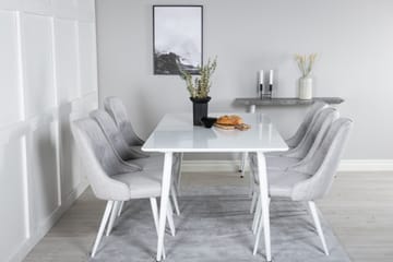 Ypas Matgrupp 180 cm inkl 6 Valera Stolar - Vit/Grå - Möbler - Matplats - Matgrupp & matbord med stolar