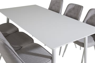 Ypas Matgrupp 180 cm inkl 6 Valera Stolar - Vit/Grå - Möbler - Matplats - Matgrupp & matbord med stolar