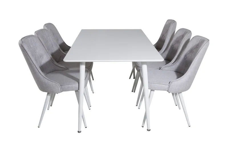 Ypas Matgrupp 180 cm inkl 6 Valera Stolar - Vit/Grå - Möbler - Matplats - Matgrupp & matbord med stolar