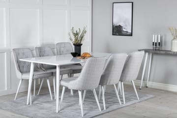 Ypas Matgrupp 180 cm inkl 6 Valera Stolar - Vit/Grå - Möbler - Matplats - Matgrupp & matbord med stolar
