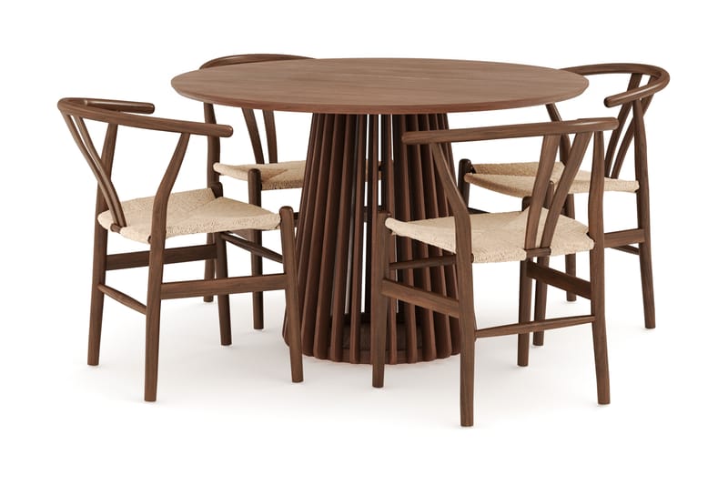 ZALE Matgrupp 120 cm Rund med 4 Dastoori Matstol