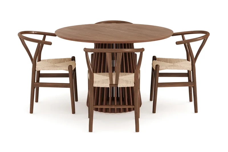 ZALE Matgrupp 120 cm Rund med 4 Dastoori Matstol - Möbler - Matplats - Matgrupp & matbord med stolar