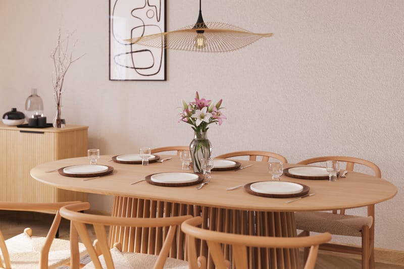 ZALE Matgrupp 200 cm Ovalt Ek med 6 Dastoori Matstol - Möbler - Matplats - Matgrupp & matbord med stolar