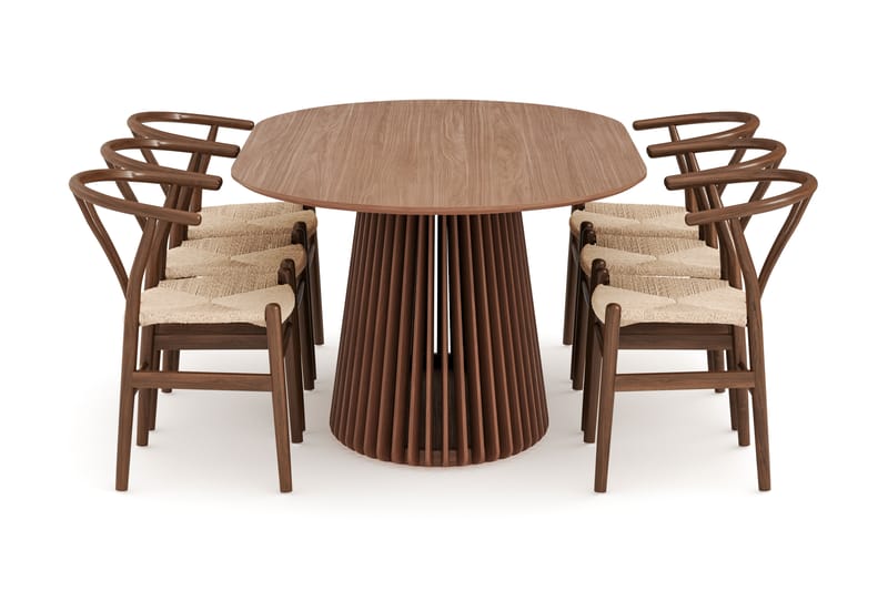 ZALE Matgrupp 200 cm Ovalt med 6 Dastoori Matstol - Möbler - Matplats - Matgrupp & matbord med stolar