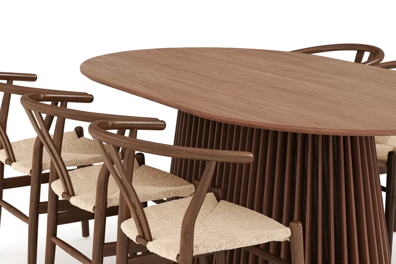 ZALE Matgrupp 200 cm Ovalt med 6 Dastoori Matstol - Möbler - Matplats - Matgrupp & matbord med stolar