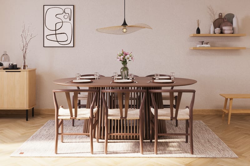 ZALE Matgrupp 200 cm Ovalt med 6 Dastoori Matstol - Möbler - Matplats - Matgrupp & matbord med stolar