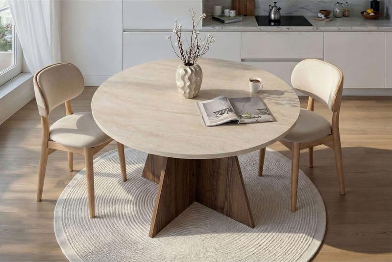Zalen Matbord 120x75x120 cm - Travertine Walnut - Möbler - Matplats - Matbord & köksbord