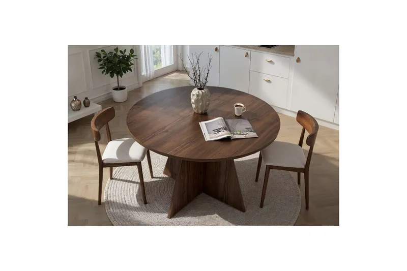Zalen Runt Matbord 120 cm med Trä- och Valnötsutseende - Brun - Möbler - Matplats - Matbord & köksbord