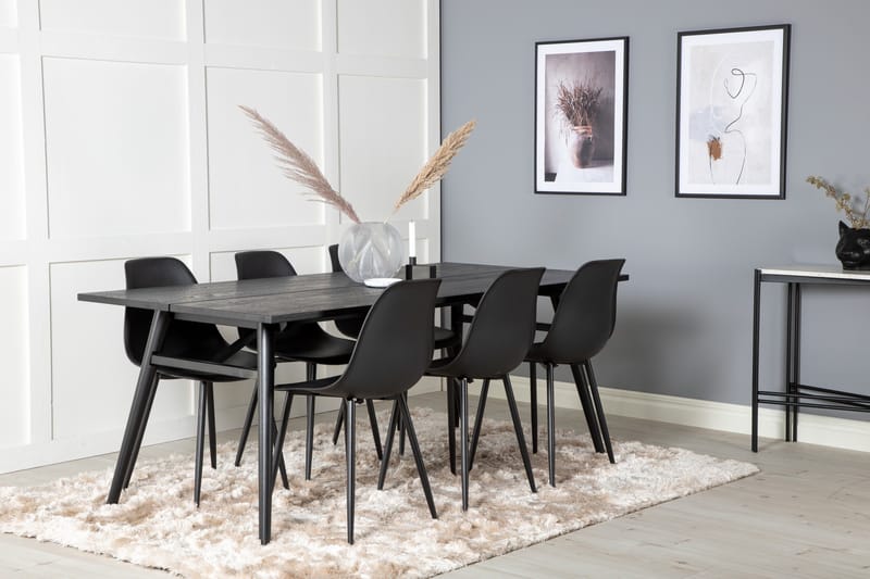 Zenazmi Förlängningsbar Matgrupp 195 cm inkl 6 Ypas Stolar - Svart - Möbler - Matplats - Matgrupp & matbord med stolar