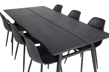 Zenazmi Förlängningsbar Matgrupp 195 cm inkl 6 Ypas Stolar - Svart - Möbler - Matplats - Matgrupp & matbord med stolar