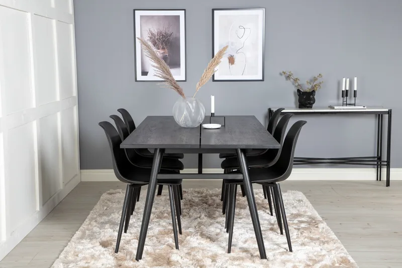 Zenazmi Förlängningsbar Matgrupp 195 cm inkl 6 Ypas Stolar - Svart - Möbler - Matplats - Matgrupp & matbord med stolar