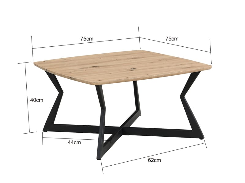 Zorlen Kvadratiskt soffbord 75x75 cm med eklook - ek-look svart - Möbler - Matplats - Matbord & köksbord