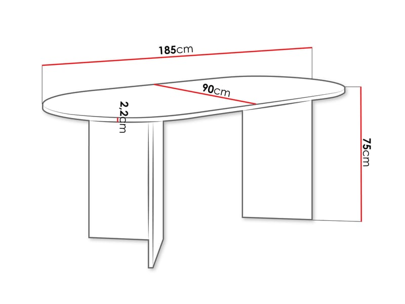 Zyleron Matbord oval 185 cm - Svart - Möbler - Matplats - Matbord & köksbord