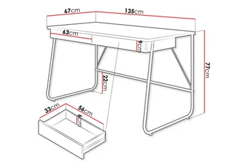 Aditiya Skrivbord 67x135 cm - Svart - Möbler - Hemmakontor - Skrivbord