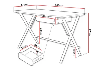 Aditiya Skrivbord 67x135 cm - Vit - Möbler - Hemmakontor - Skrivbord
