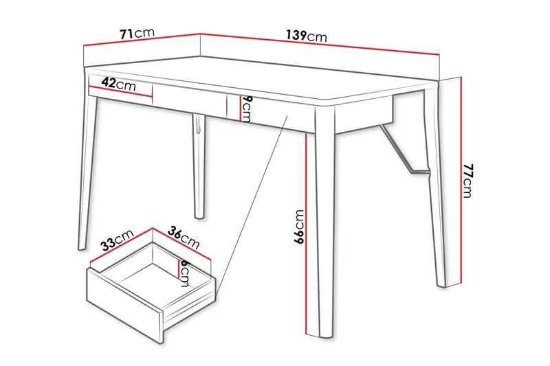 Aditiya Skrivbord 71x139 cm - Brun - Möbler - Hemmakontor - Skrivbord