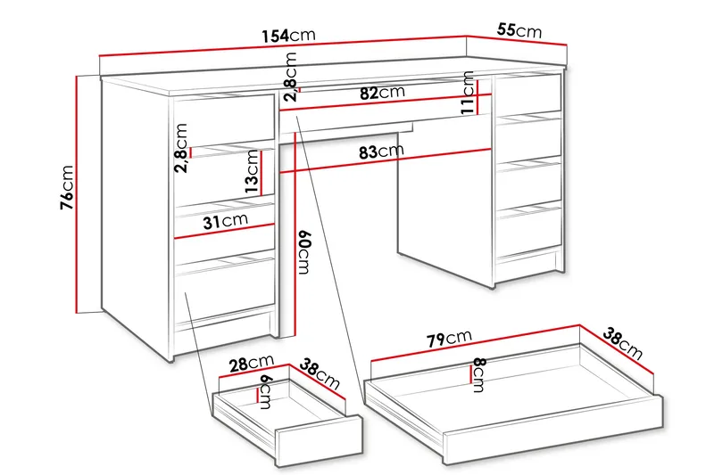 Adrash Skrivbord 55x154 cm - Brun - Möbler - Hemmakontor - Skrivbord
