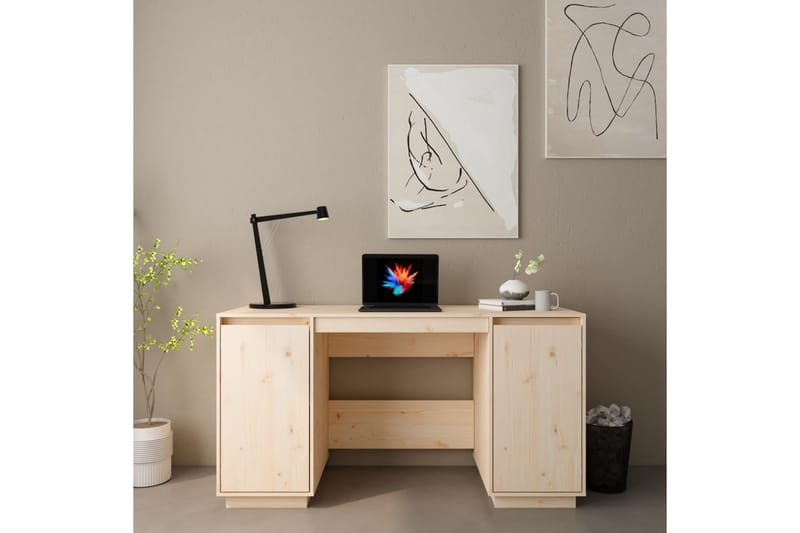 beBasic Skrivbord 140x50x75 cm massiv furu - Möbler - Hemmakontor - Skrivbord