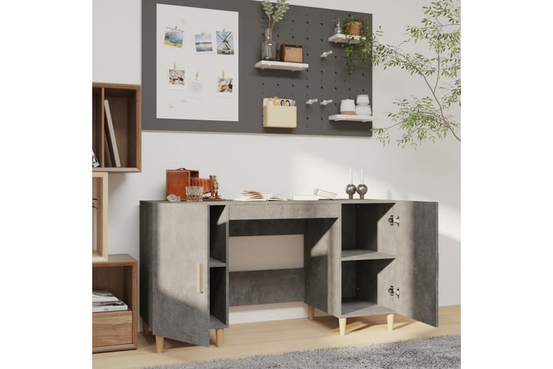 beBasic Skrivbord betonggrå 140x50x75 cm konstruerat trä - Möbler - Hemmakontor - Skrivbord