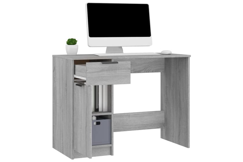 beBasic Skrivbord grå sonoma 100x50x75 cm konstruerat trä - Skrivbord - Bord