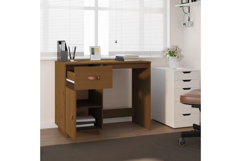 beBasic Skrivbord honungsbrun 95x50x75 cm massiv furu - Möbler - Hemmakontor - Skrivbord