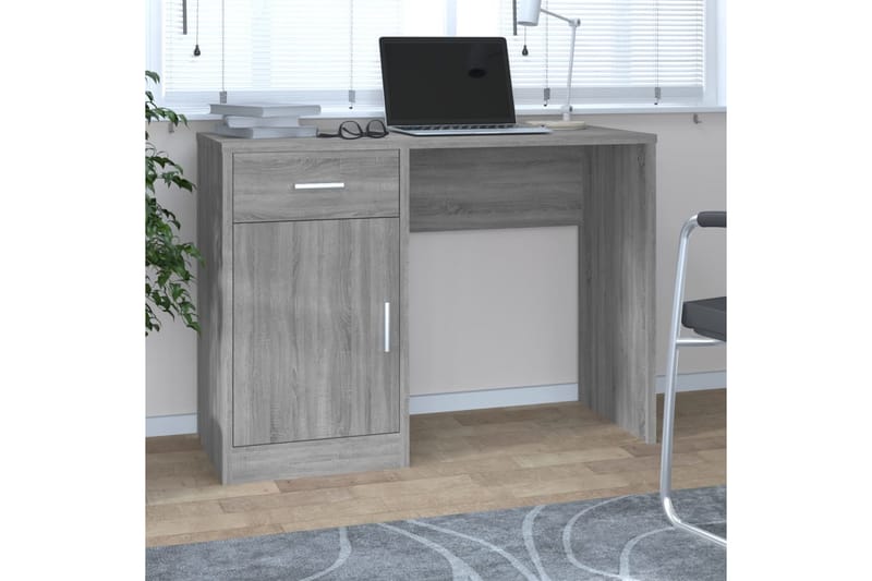 beBasic Skrivbord lådor & skåp grå sonoma 100x40x73cm konstruerat trä - Möbler - Hemmakontor - Skrivbord