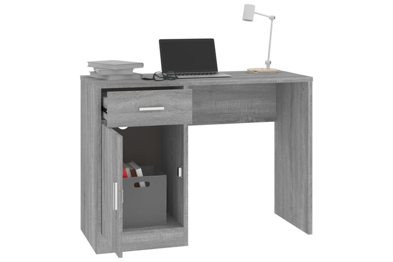 beBasic Skrivbord lådor & skåp grå sonoma 100x40x73cm konstruerat trä - Skrivbord - Bord