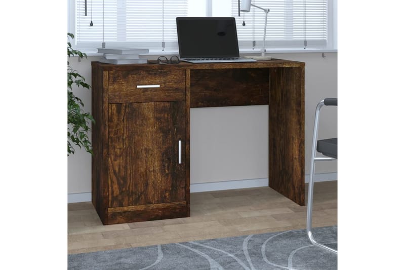 beBasic Skrivbord lådor & skåp rökfärgad ek 100x40x73cm konstruerat trä - Skrivbord - Bord