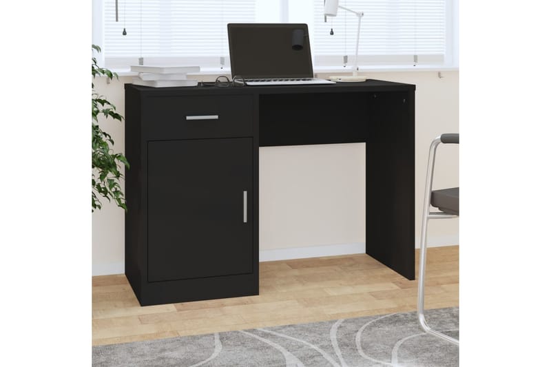 beBasic Skrivbord lådor & skåp svart 100x40x73cm konstruerat trä - Möbler - Hemmakontor - Skrivbord