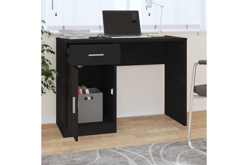 beBasic Skrivbord lådor & skåp svart 100x40x73cm konstruerat trä - Skrivbord - Bord