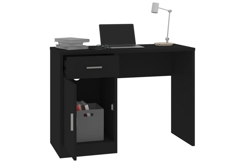 beBasic Skrivbord lådor & skåp svart 100x40x73cm konstruerat trä - M�öbler - Hemmakontor - Skrivbord